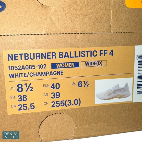ASICS Netburner Ballistic FF 4 White Champagne Women’s Wide 8.5 Volleyball NEW - Picture 15 of 15